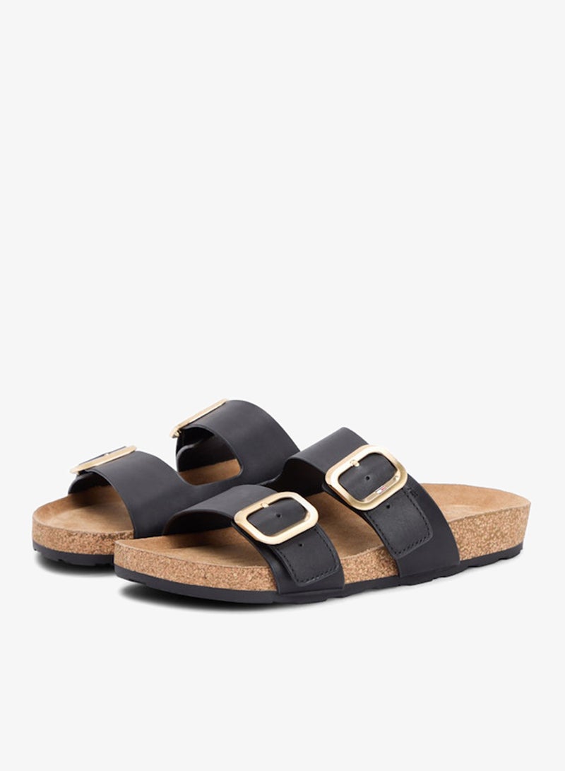 TOMMY HILFIGER Leather Double Strap Cork Sandals - Image 3